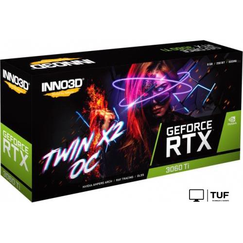 Видеокарта Inno3D GeForce RTX 3060 Ti Twin X2 OC LHR 8GB N306T2-08D6X-119032DH