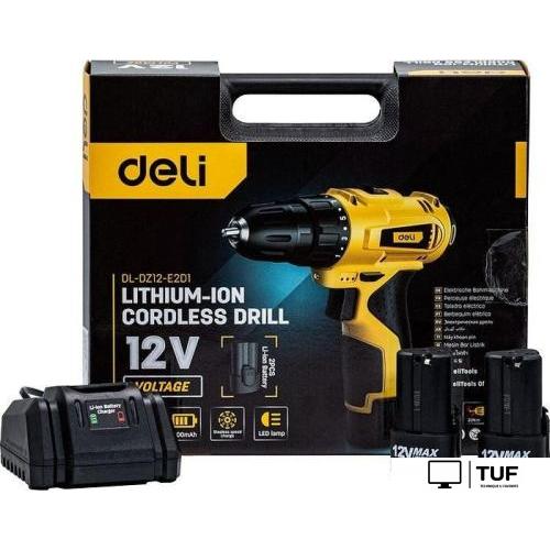 Дрель-шуруповерт Deli DL-DZ12-E2D1 102880 (с 2-мя АКБ, кейс)
