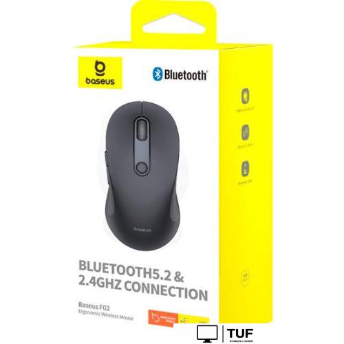 Мышь Baseus F02 Ergonomic Wireless Mouse (черный, без батарейки в комплекте)