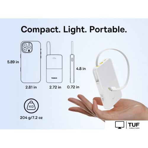 Внешний аккумулятор Baseus EnerFill FC51 Bipow2 Pro Power Bank 10000mAh (белый)