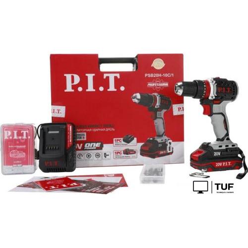 Ударная дрель-шуруповерт P.I.T. PSB20H-10C/1 (с 1-им АКБ, кейс, оснастка)