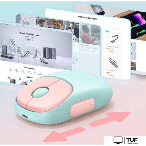 Мышь Ugreen Fun+ MU102 15722 (мятный/розовый)