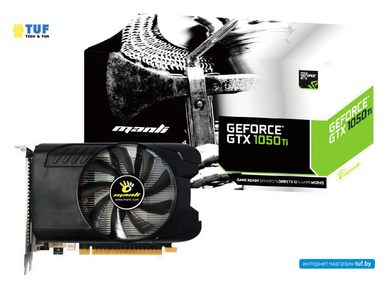 Видеокарта Manli GeForce GTX 1050 Ti OC 4GB GDDR5 M-NGTX1050TI/5RDHDP