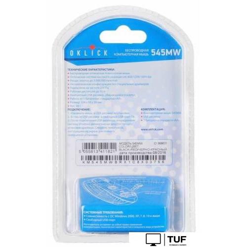 Мышь Oklick 545MW (черный/красный) [368631]
