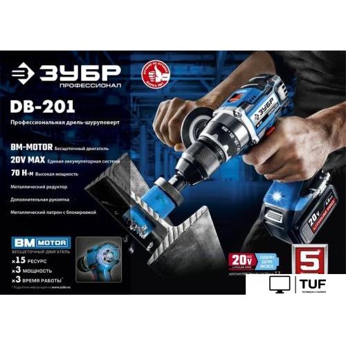 Дрель-шуруповерт Зубр Профессионал DB-201-42 (с 2-мя АКБ 4 Ач, кейс)