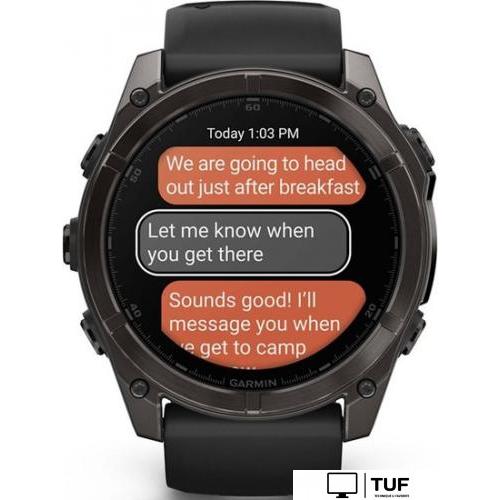 Умные часы Garmin Fenix 8 Sapphire 51мм (угольно-серый DLC, пепельно-черный силиконовый ремешок)