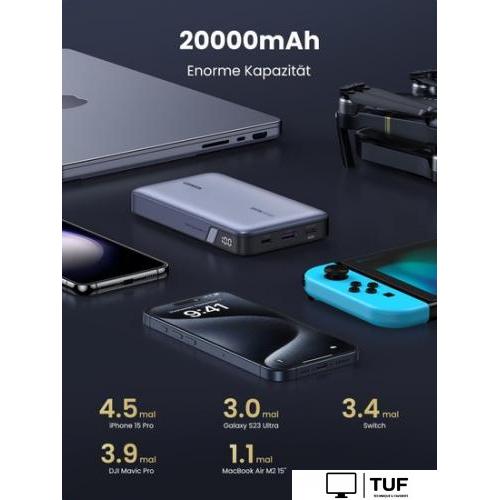 Внешний аккумулятор Ugreen PB720 20000mAh (серый)