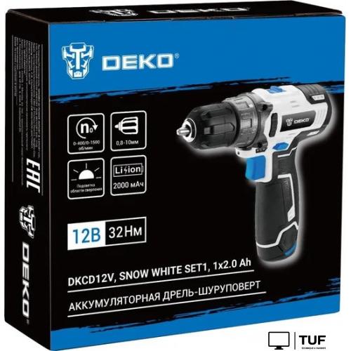 Дрель-шуруповерт Deko DKCD12V Snow White Set1 083-1106 (с 1-им АКБ)
