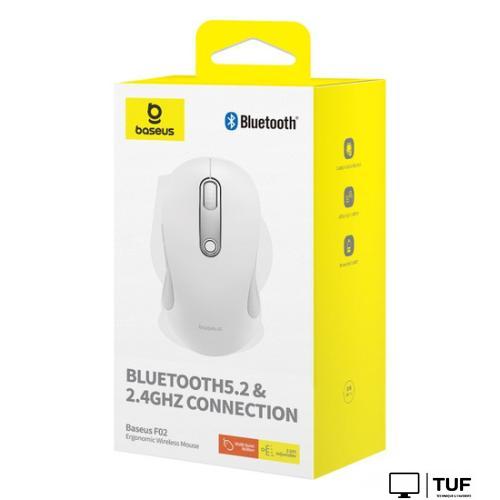 Мышь Baseus F02 Ergonomic Wireless Mouse (белый, без батарейки в комплекте)