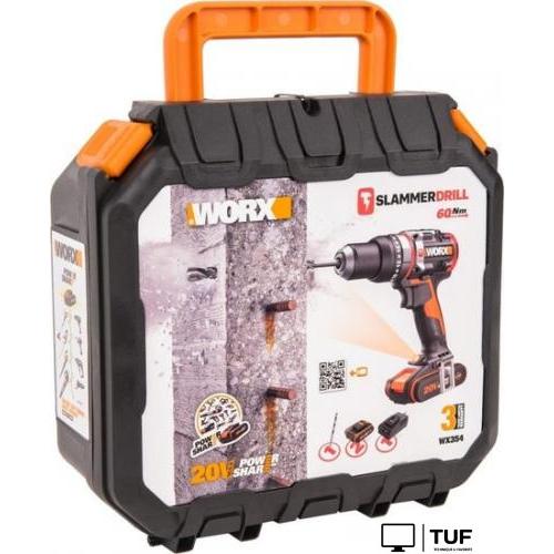 Ударная дрель-шуруповерт Worx WX354 (с 2-мя АКБ, кейс)