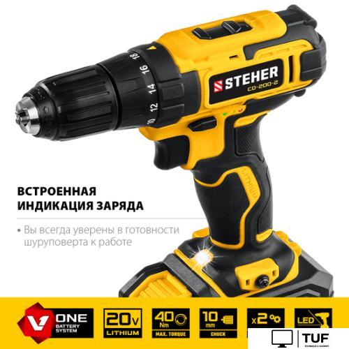Дрель-шуруповерт Steher CD-200-2 (с 2-мя АКБ, кейс)