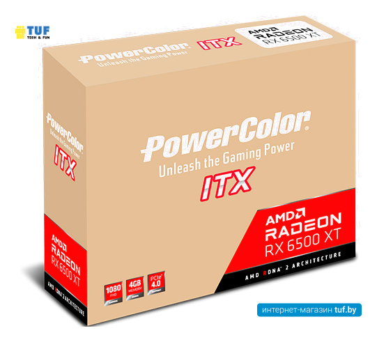 Видеокарта PowerColor Radeon RX 6500 XT ITX 4GB GDDR6 AXRX 6500 XT 4GBD6-DH