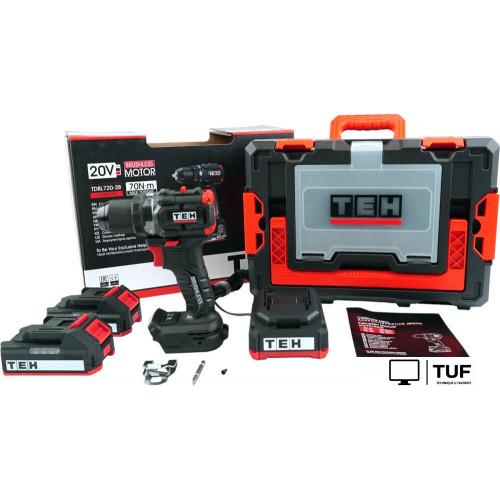 Дрель-шуруповерт TEH TDBL720-2B (с 2-мя АКБ, кейс)