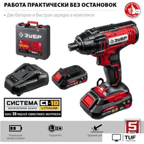 Винтоверт Зубр Мастер ГВЛ-255-22 (с 2-мя АКБ, кейс)