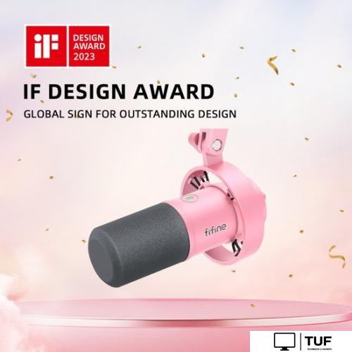 Проводной микрофон FIFINE T688 (розовый)