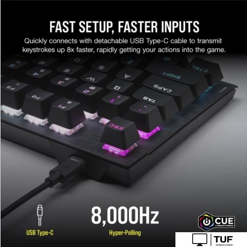 Клавиатура Corsair K60 Pro TKL (черный, Corsair OPX, нет кириллицы)