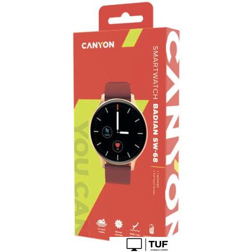 Умные часы Canyon Badian SW-68 (золотистый/бордовый)