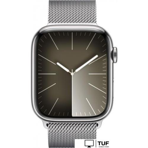 Умные часы Apple Watch Series 8 LTE 45 мм (корпус из нержавеющей стали, серебристый/миланский серебристый)