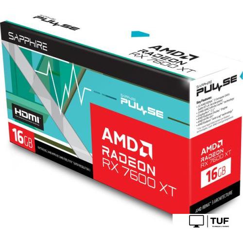 Видеокарта Sapphire Pulse Radeon RX 7600 XT 16GB 11339-04-20G