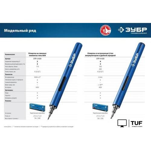 Электроотвертка Зубр Профессионал ОТР-4 Н20 (с АКБ)