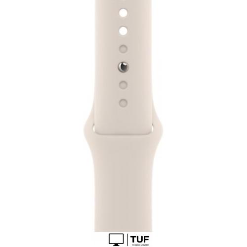 Умные часы Apple Watch Series 8 41 мм (алюминиевый корпус, звездный свет/звездный свет, спортивный силиконовый ремешок M/L)