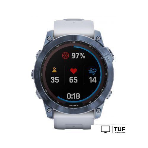 Умные часы Garmin Fenix 7X Sapphire Solar (голубой минерал/белый камень)