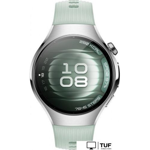 Умные часы Huawei Watch 5 42 мм (серебристый, с зеленым силиконовым ремешком, международная версия)