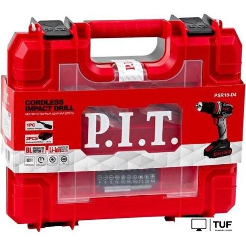 Ударная дрель-шуруповерт P.I.T. PSR18-D4 (с 2-мя АКБ, кейс, набор оснастки)
