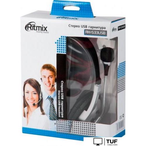 Наушники Ritmix RH-533 USB (серебристый)