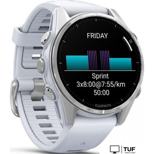 Умные часы Garmin Fenix 8 43мм (серебристый, белый ремешок)