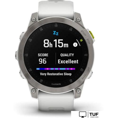 Умные часы Garmin Epix Sapphire Gen 2 (серебристый титан/белый)