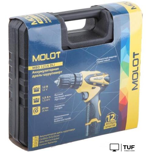 Дрель-шуруповерт Molot MBD 1215 DLi MBD1215DLi0013 (с 2-мя АКБ, кейс)