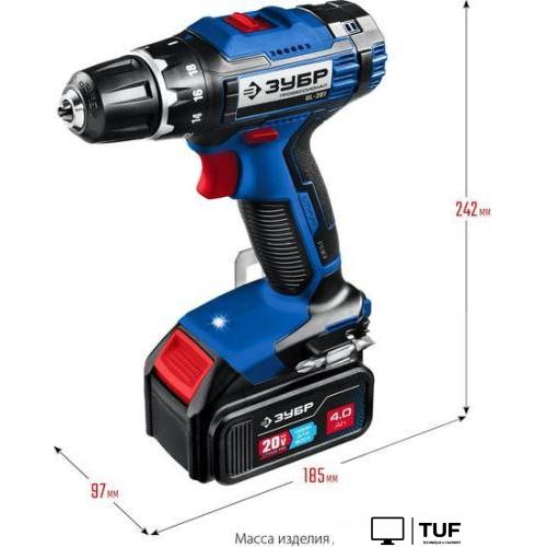 Дрель-шуруповерт Зубр Профессионал DL-201-42 (с 2-мя АКБ, кейс)