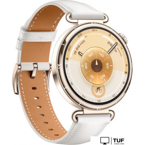 Умные часы Huawei Watch GT 6 41 мм (золотистый, с белым кожаным ремешком, международная версия)