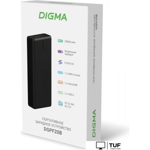 Внешний аккумулятор Digma DGPF20B 20000mAh (черный)