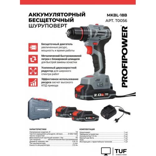 Дрель-шуруповерт Profipower MKBL-18B (с 2-мя АКБ, кейс)