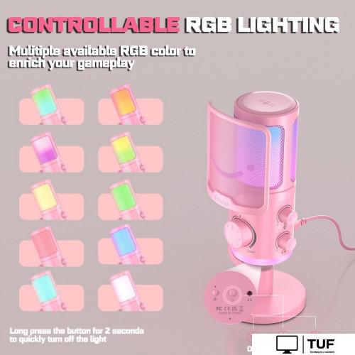 Проводной микрофон FIFINE AM6 (розовый)