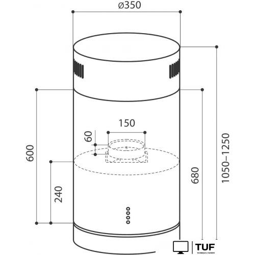 Кухонная вытяжка LEX Tubo Isola 350 (нержавеющая сталь)