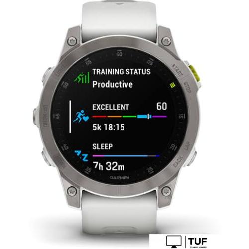 Умные часы Garmin Epix Sapphire Gen 2 (серебристый титан/белый)