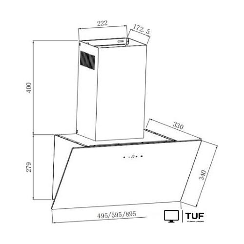 Кухонная вытяжка Weissgauff Yota 600 Touch Black Glass