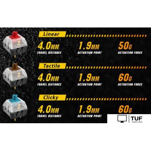 Клавиатура ASUS TUF Gaming K3 (Linear Switch, нет кириллицы)