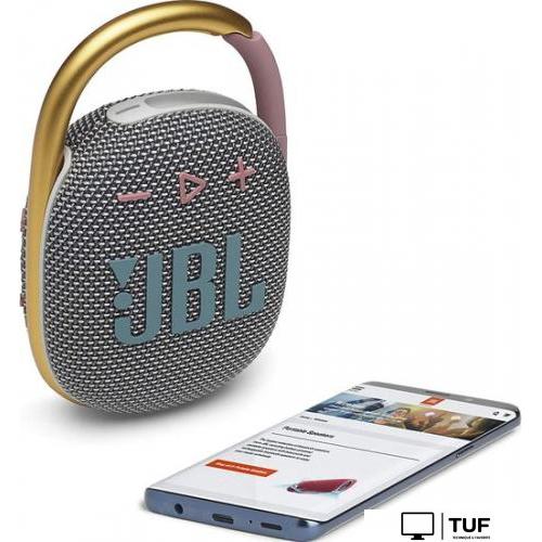 Беспроводная колонка JBL Clip 4 (серый/золотистый)