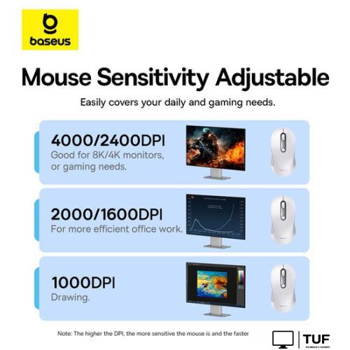 Мышь Baseus F02 Ergonomic Wireless Mouse (белый, без батарейки в комплекте)