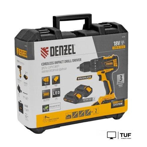 Ударная дрель-шуруповерт Denzel CIDB-IB-18-02 26130 (с 2-мя АКБ, кейс, набор оснастки)