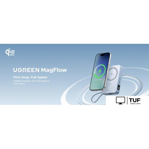 Внешний аккумулятор Ugreen MagFlow PB773 10000mAh (голубой)