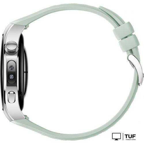 Умные часы Huawei Watch 5 42 мм (серебристый, с зеленым силиконовым ремешком, международная версия)