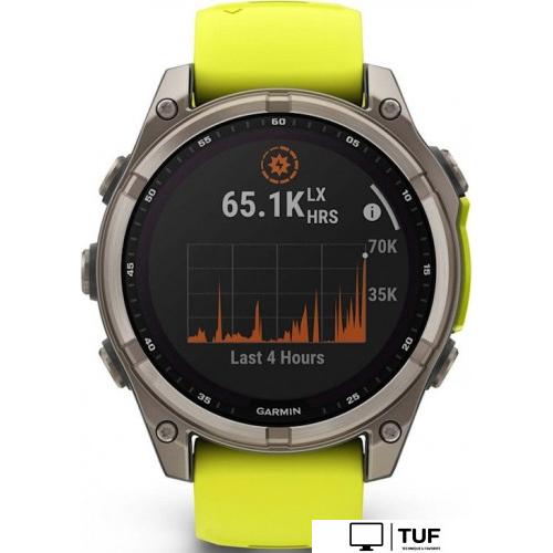 Умные часы Garmin Fenix 8 Solar, Sapphire 47мм (титановый серый с желтым ремешком)