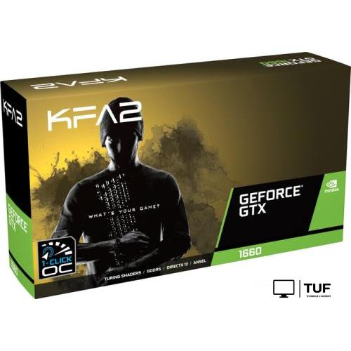 Видеокарта KFA2 GeForce GTX 1660 1-Click OC 6GB GDDR5 60SRH7DSY91K
