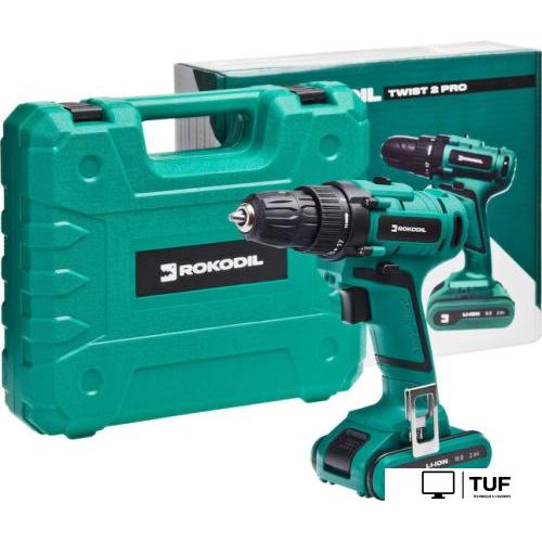 Дрель-шуруповерт Rokodil Twist 2 Pro (1 АКБ, кейс, оснастка)