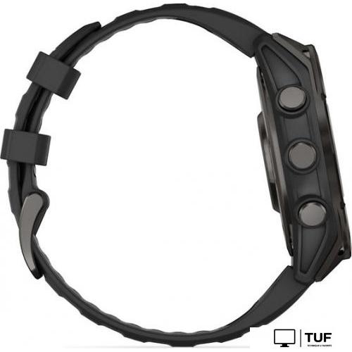 Умные часы Garmin Fenix 8 Sapphire, Titanium 47мм (угольно-черный DLC, пепельно-черный силиконовый ремешок)